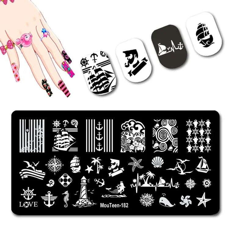 Cartoon Nail Stamping Plate – Stainless Steel Nail Art Template for DIY Manicures (12x6cm)
