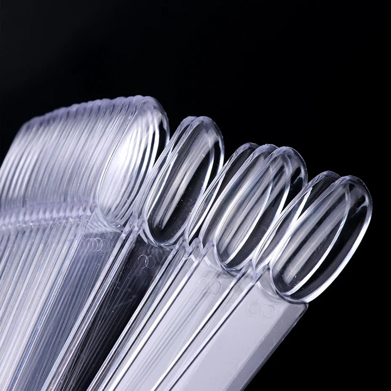 50pcs Fan-Shaped Nail Display Tips – Clear & Natural Colour Swatch Chart