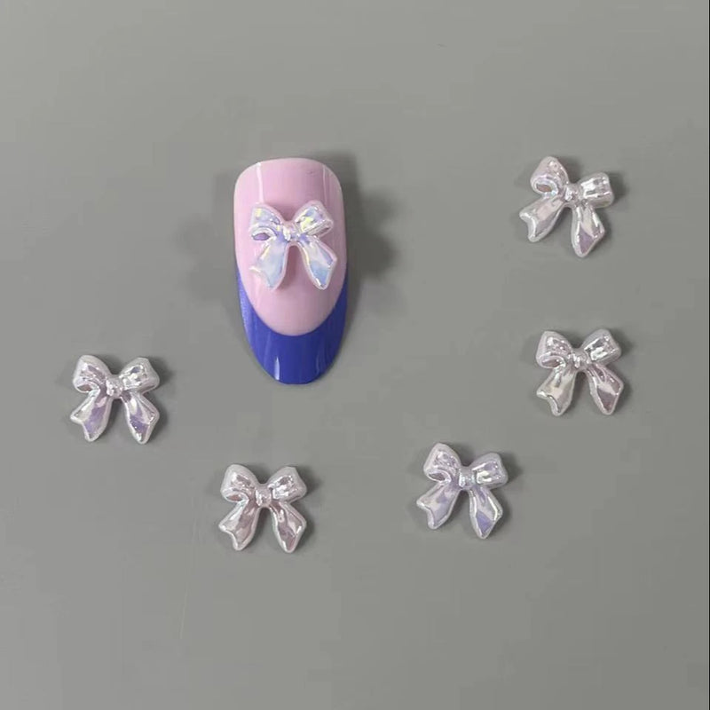 100PCS/Bag Bow Knot AB Colourful Resin Nail Art Decoration Accessories Charms 3D Kawaii 11*11MM
