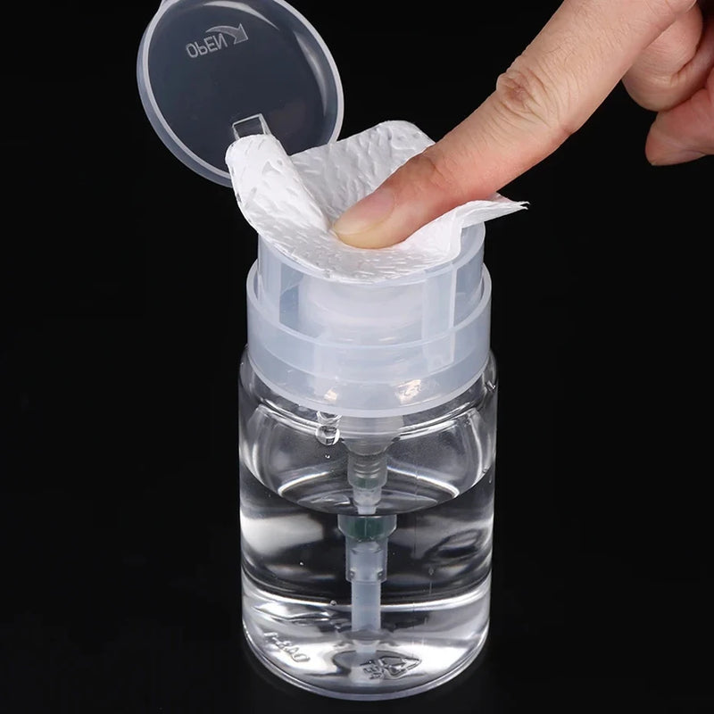 100ml Nail Polish Remover Bottle – Refillable Press Pump Dispenser for Manicure & Makeup Cleaning