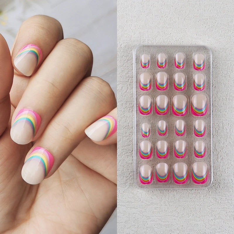 24Pcs Kids Press-On Nails – Glitter Bling Fake Nail Tips, DIY Manicure for Girls Aged 6+