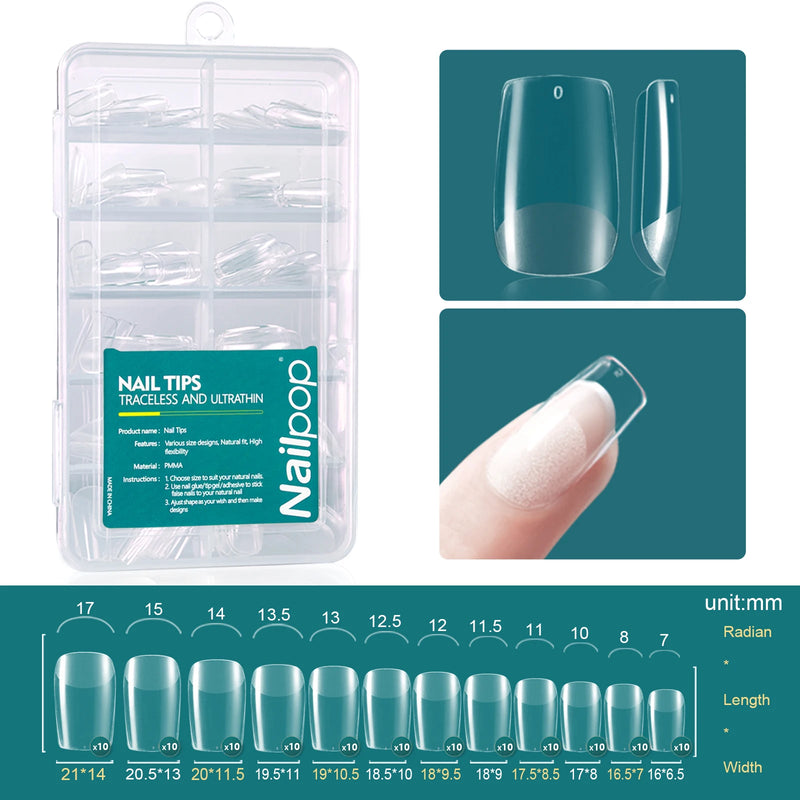 Nailpop 120pcs Soft Gel Nail Tips – Short Almond, Coffin & Square Shapes