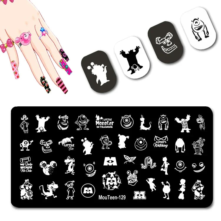 Cartoon Nail Stamping Plate – Stainless Steel Nail Art Template for DIY Manicures (12x6cm)