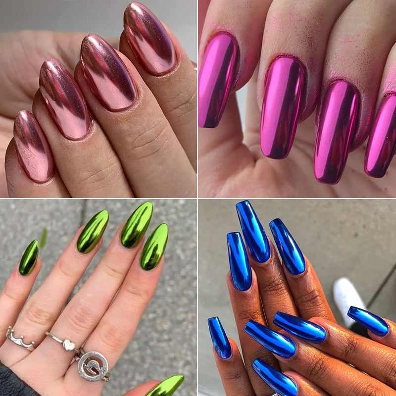 23 Colours Chrome Nail Powder Set – Y2K Metallic Mirror Pigments for Gel Nails & Nail Art Design