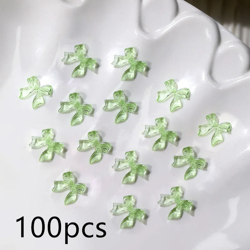 600PCS Nail Charms – Mix Flower, Heart, Bear, Bow Resin Rhinestones for Nail Art