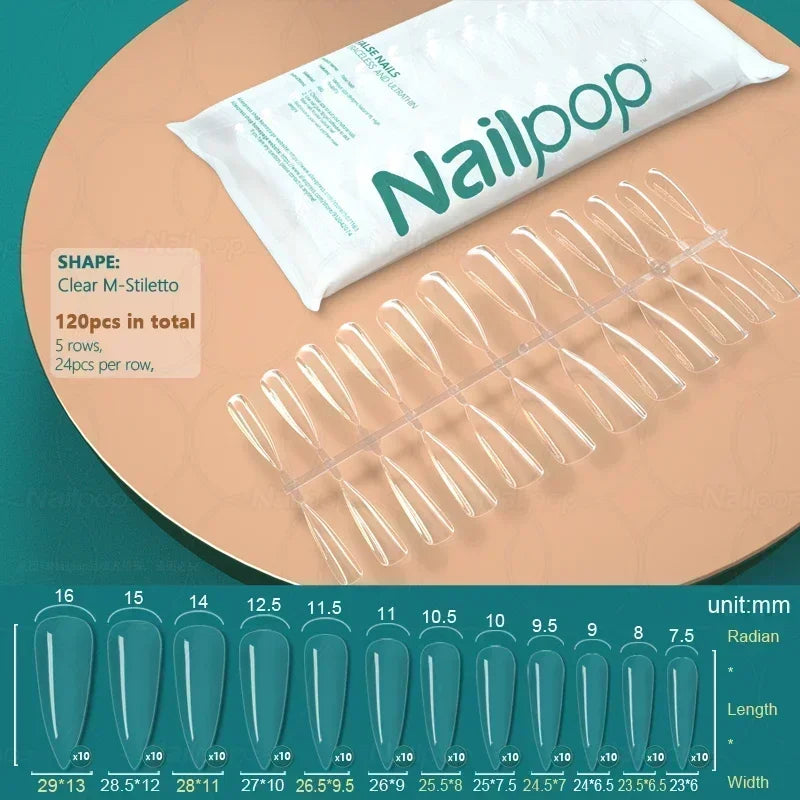 120PCS Coffin Soft Gel Press-On Nail Tips – Clear & Matte Full Cover for Extensions