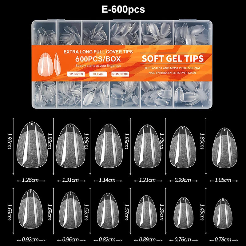 240pcs Luxury Soft Gel False Nail Tips – Semi-Matte Full Cover Artificial Extensions