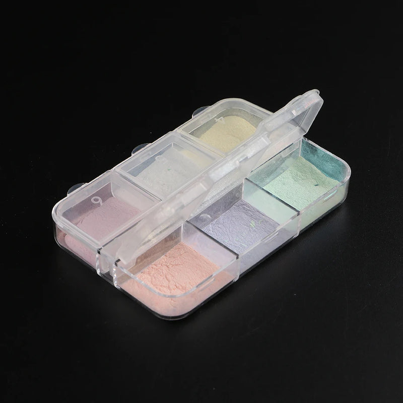 Moonlight Mirror Nail Powder – Aurora Chrome & Pearl Effect Pigment (6 Colours)