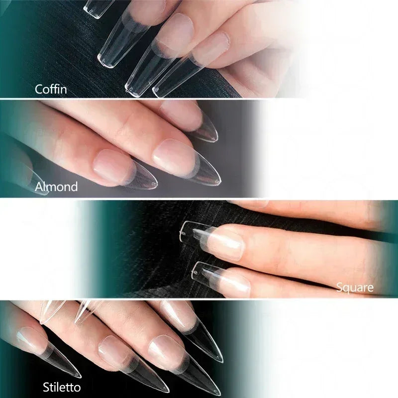 120PCS Coffin Soft Gel Press-On Nail Tips – Clear & Matte Full Cover for Extensions