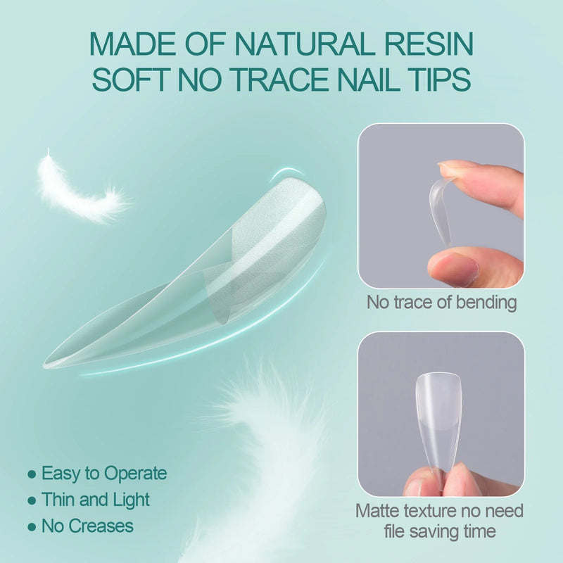 Nailpop 120pcs Gel X Nail Tips – Medium/Short Almond & Square Soft Gel Tips