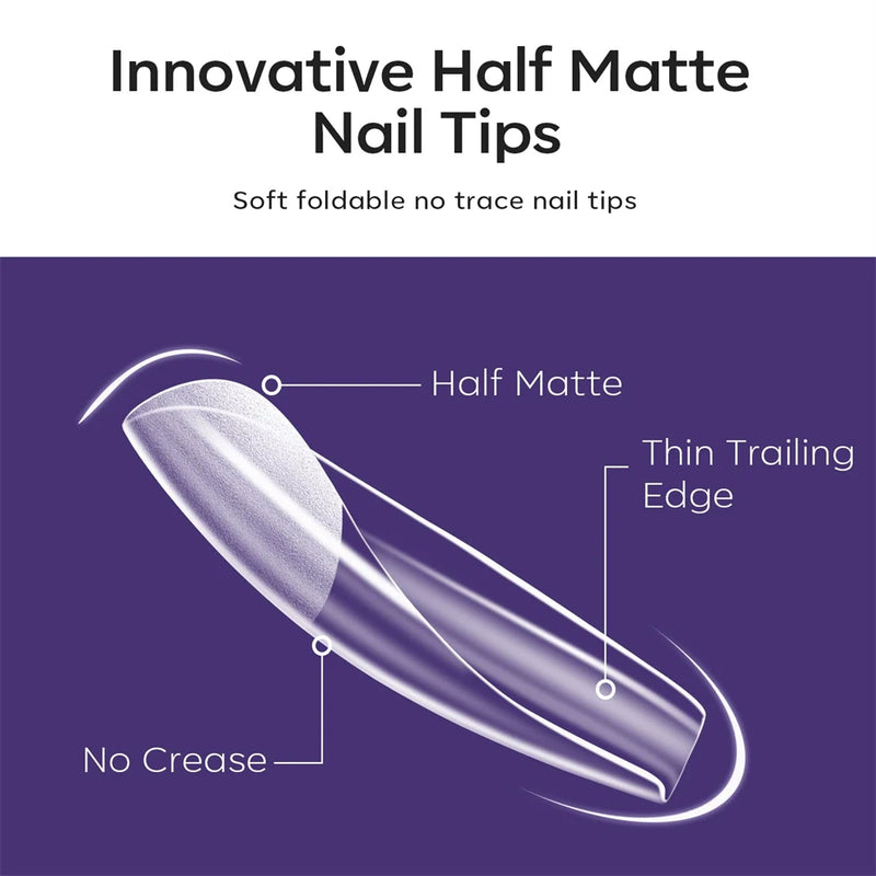 550PCS Soft Gel Nail Tips – Full Cover False Acrylic Nail Tips for Extensions, Short & Medium Shapes
