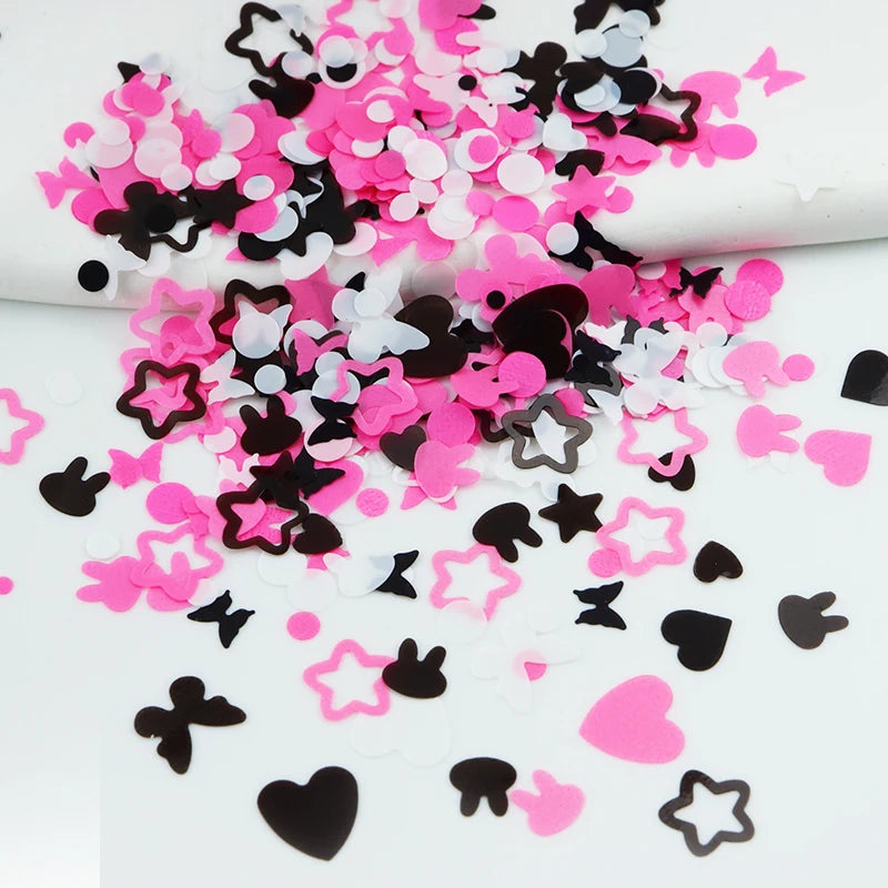 Kawaii Butterfly Sequins Nail Charms Rabbit Love Hearts Bubble Round Shape Paillettes Nails Decor