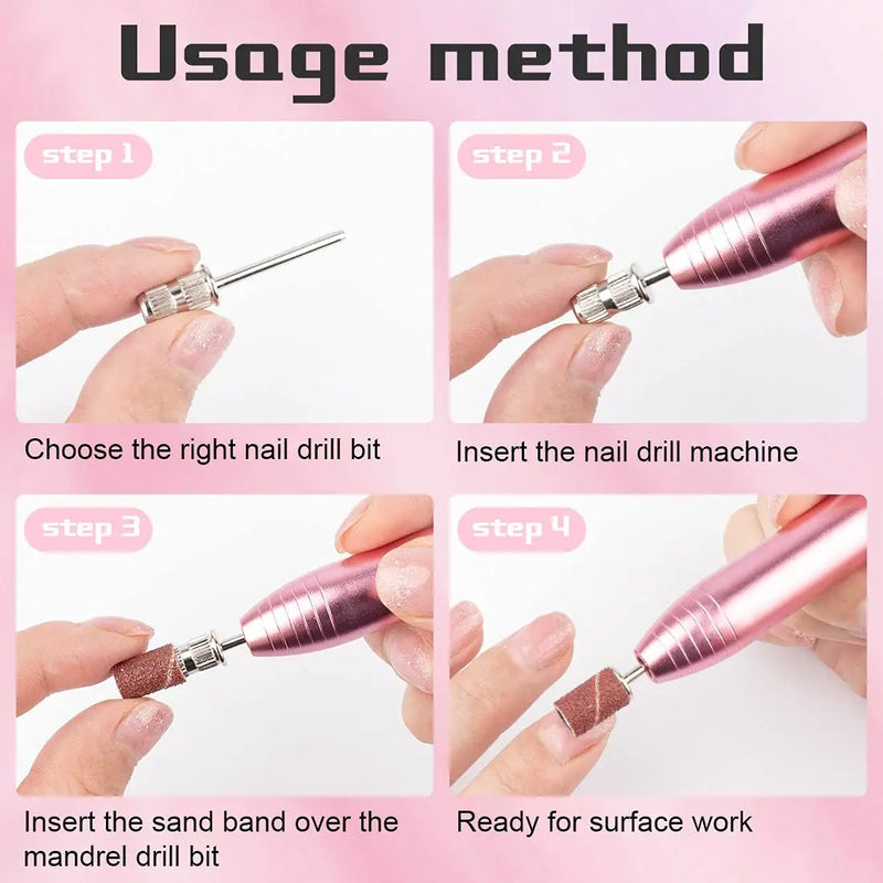 3/5/10pcs Nail Drill Bits Nail Drill Accessories Mandrel Bit Nail Sanding Drum for Sanding Bands