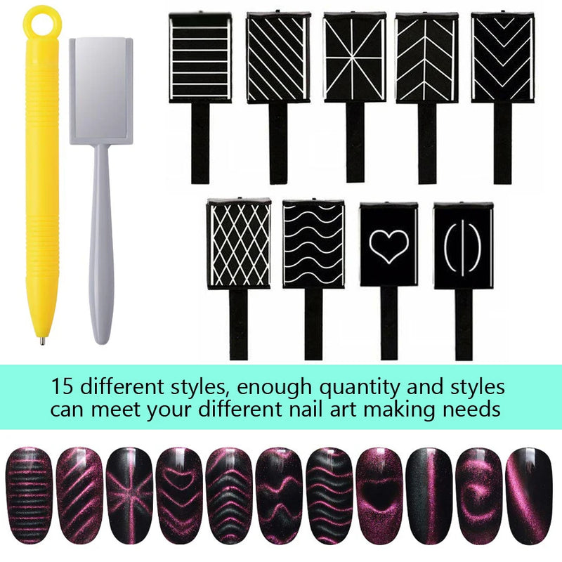 11Pcs Set Magnet Plate Wand Board Nail Art Tool for DIY Magic 3D Magnetic Polish Cats Eyes