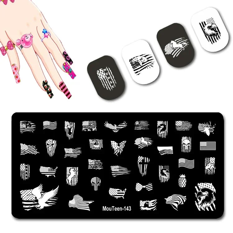 Cartoon Nail Stamping Plate – Stainless Steel Nail Art Template for DIY Manicures (12x6cm)