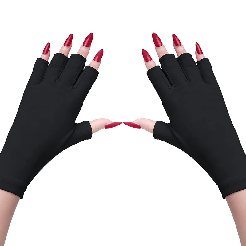 Fingerless UV Protection Gloves for Gel Nail Lamps – UPF 50+ Lycra Manicure Gloves