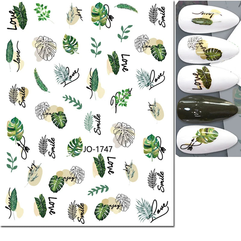 3d Nail Art Decals Summer Daisy Fruits White Florals Petals Flowers Adhesive Sliders Nail Stickers