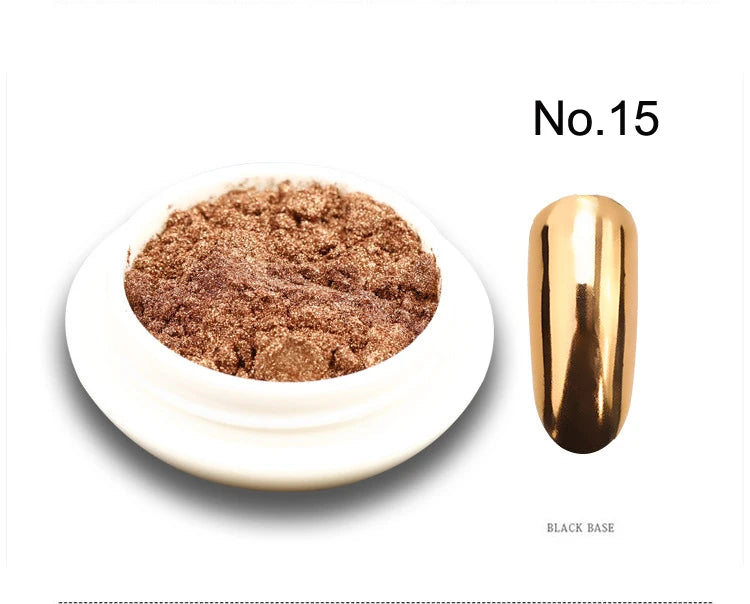 1pc 19 Colours Mirror Nail Glitter Powder – 0.5g Chrome Dust for Metallic, Holographic, and Chunky Nail Art