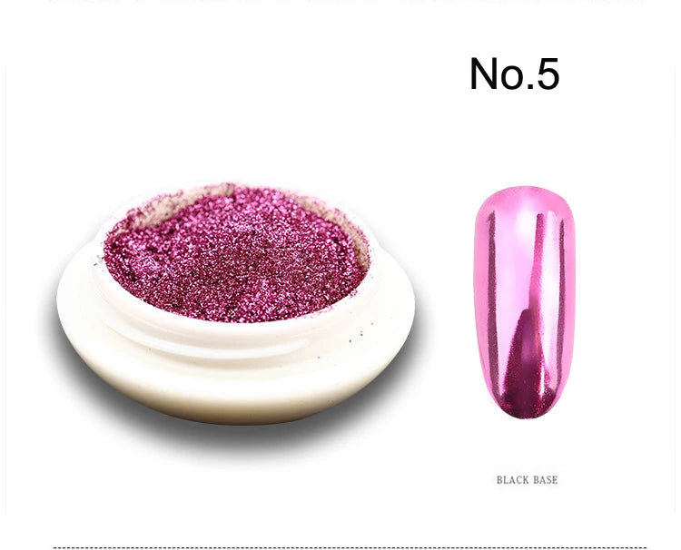 1pc 19 Colours Mirror Nail Glitter Powder – 0.5g Chrome Dust for Metallic, Holographic, and Chunky Nail Art