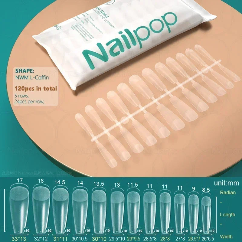120PCS Coffin Soft Gel Press-On Nail Tips – Clear & Matte Full Cover for Extensions