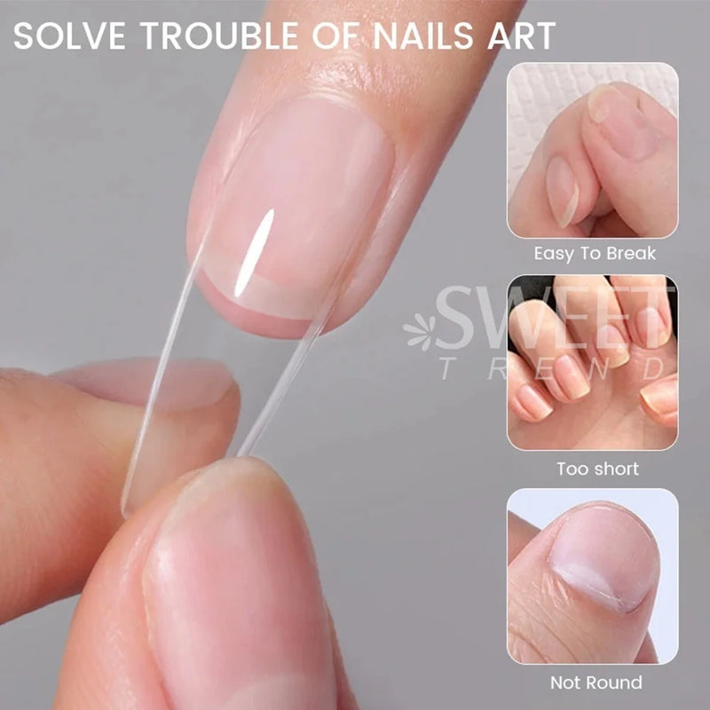 550pcs Soft Gel Nail Tips – Medium Short Almond & Coffin Full Cover Matte Extension for DIY Manicure