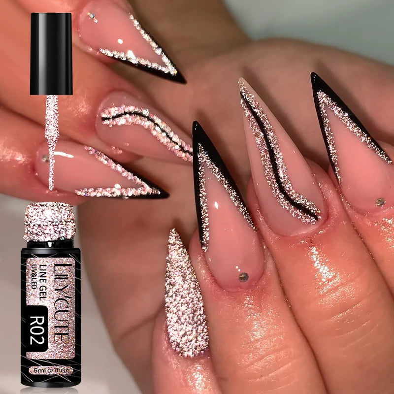 LILYCUTE 7ml Super Bright Metallic Gel Polish – Silver Mirror Effect