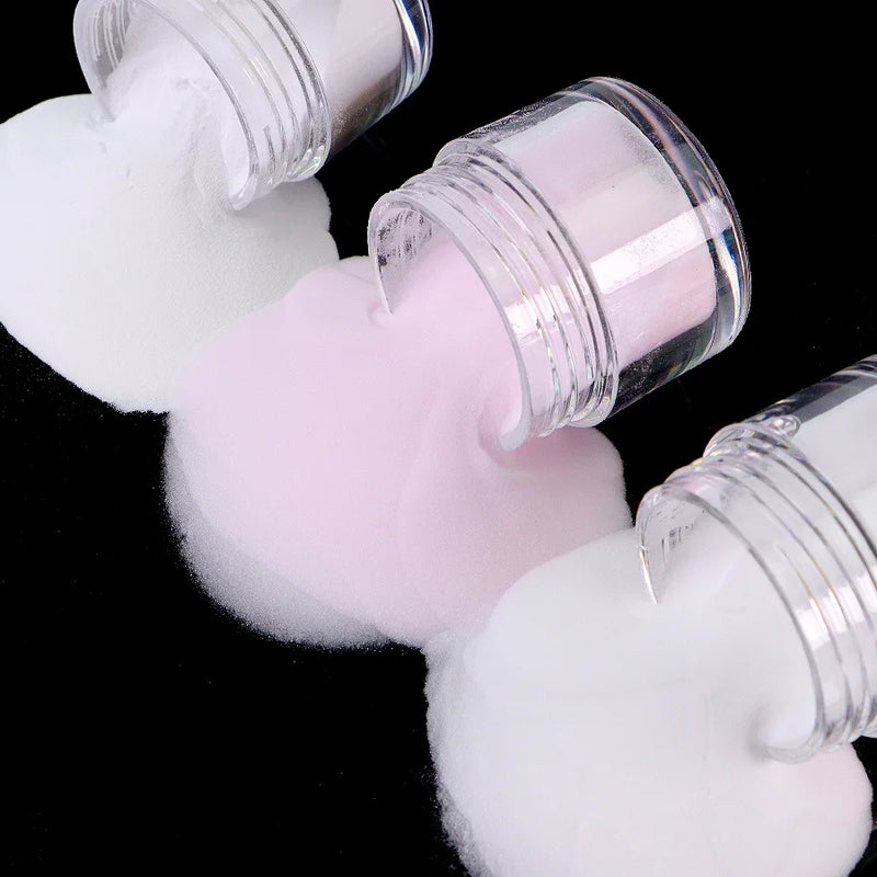10g/Bottle Professional Acrylic Powder Pink/White/Clear Nude Extension Crystal Powder DIY 3 IN 1
