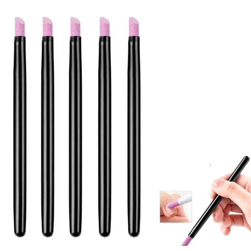 1-5PC Quartz Nail Grinding Pens – Cuticle Remover & Dead Skin Tool for Manicure & UV Gel Polish