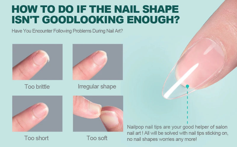 Nailpop 120pcs Gel X Nail Tips – Medium/Short Almond & Square Soft Gel Tips