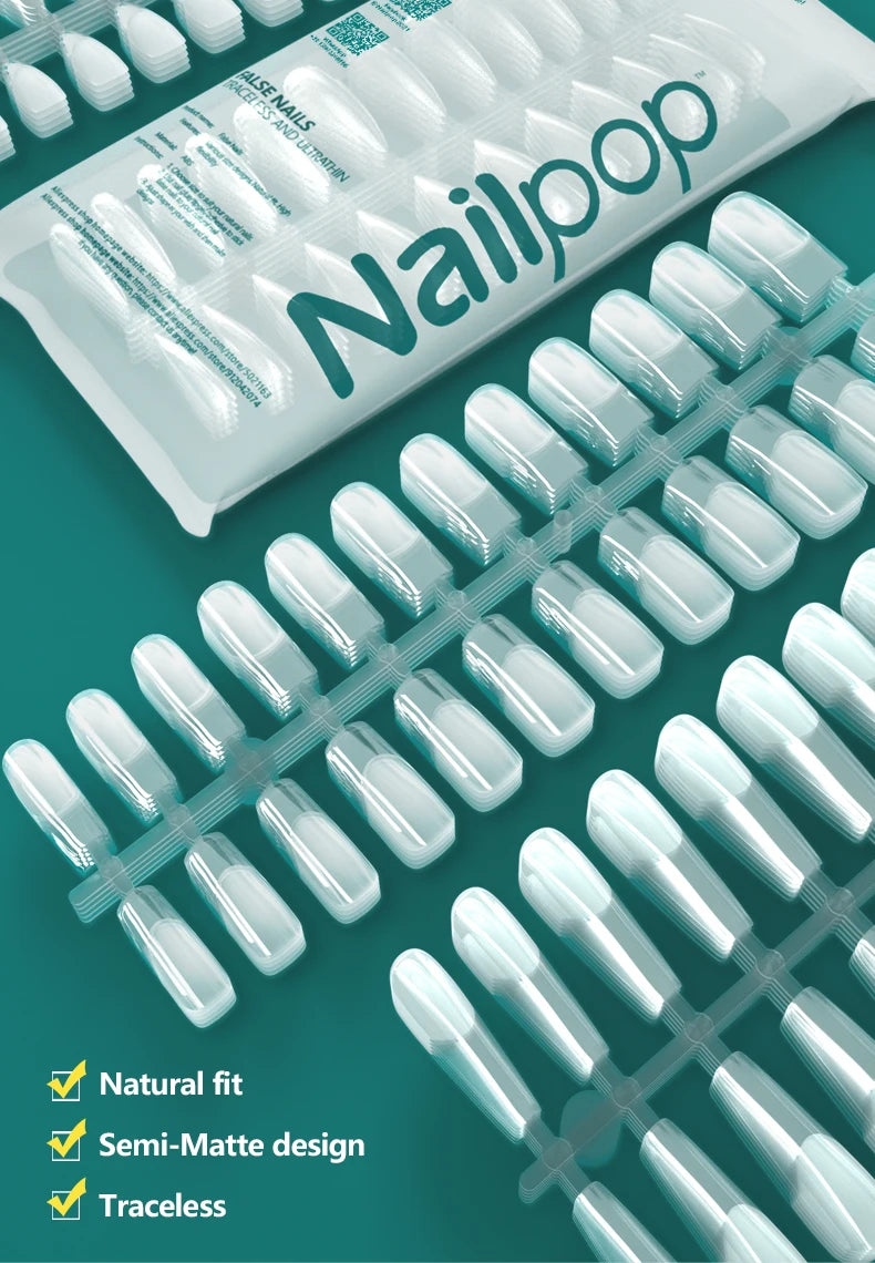 120PCS Coffin Soft Gel Press-On Nail Tips – Clear & Matte Full Cover for Extensions
