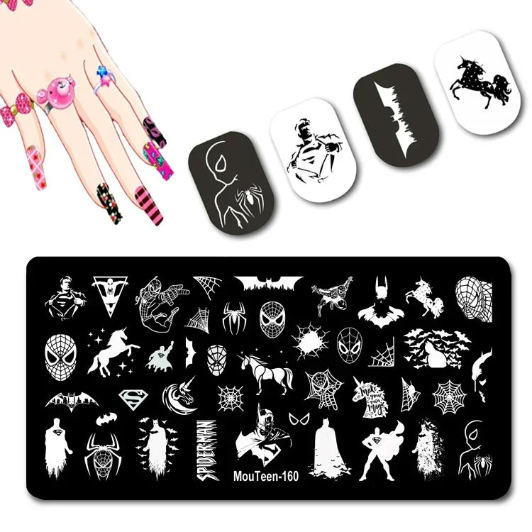 Cartoon Nail Stamping Plate – Stainless Steel Nail Art Template for DIY Manicures (12x6cm)