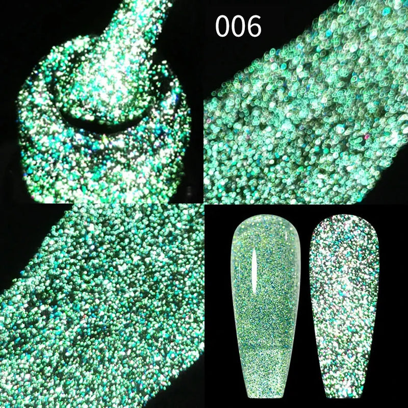 8ml Reflective Glitter Gel Nail Polish – Diamond Sparkling UV/LED Semi-Permanent Gel for Nail Art
