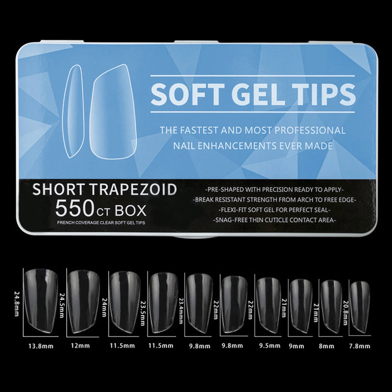 550pcs Soft Gel Coffin Nail Tips – Long Half-Matte Full Cover False Nails for DIY Acrylic Manicures