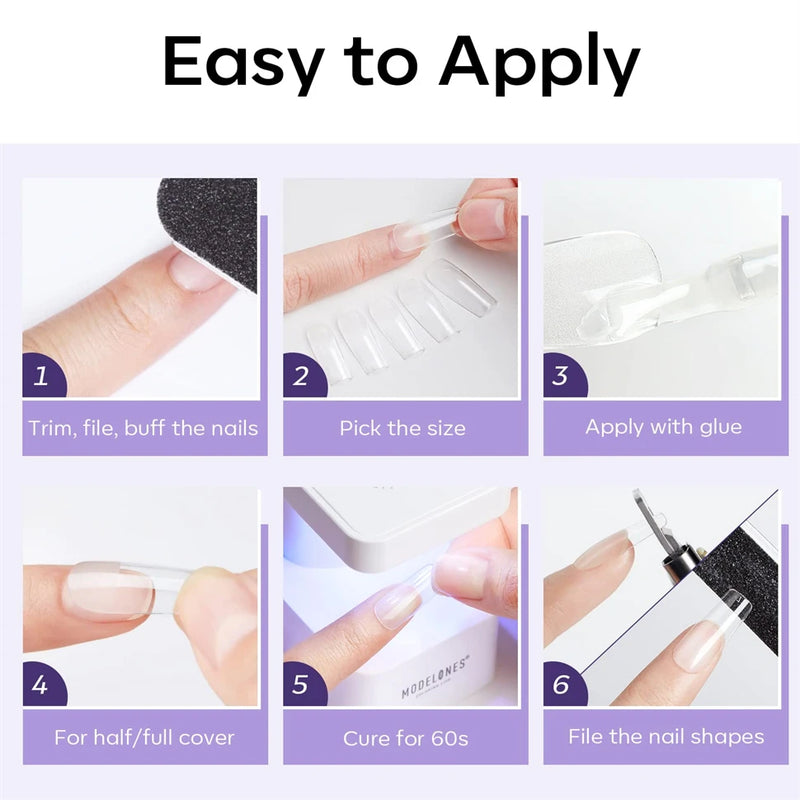550PCS Soft Gel Nail Tips – Full Cover False Acrylic Nail Tips for Extensions, Short & Medium Shapes