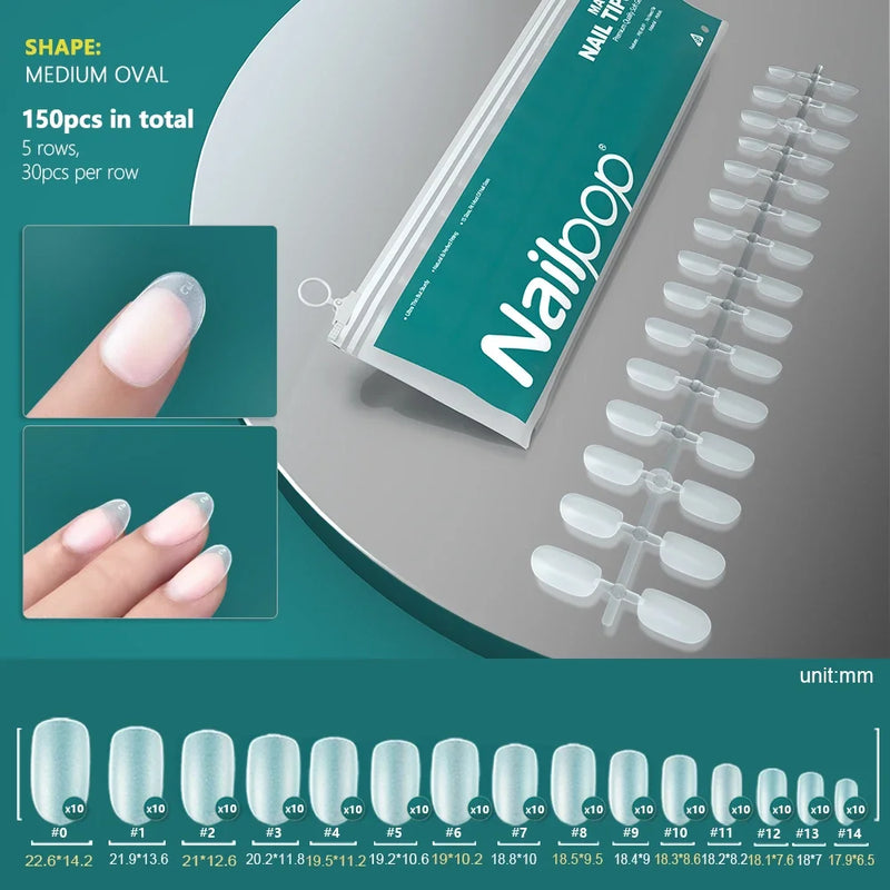 120PCS Coffin Soft Gel Press-On Nail Tips – Clear & Matte Full Cover for Extensions