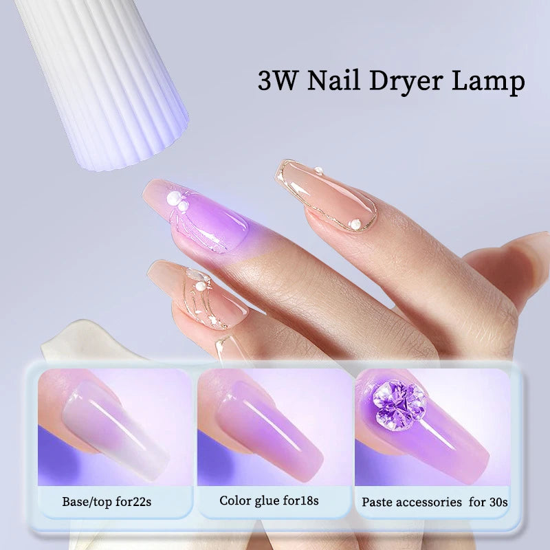 3W Portable Mini UV Nail Lamp – USB-Powered Manicure Dryer for Quick Gel Curing