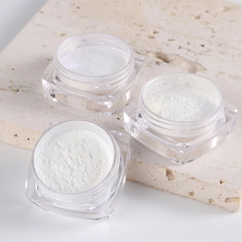 Moonlight Pearl White Chrome Powder – Aurora Mirror Nail Glitter