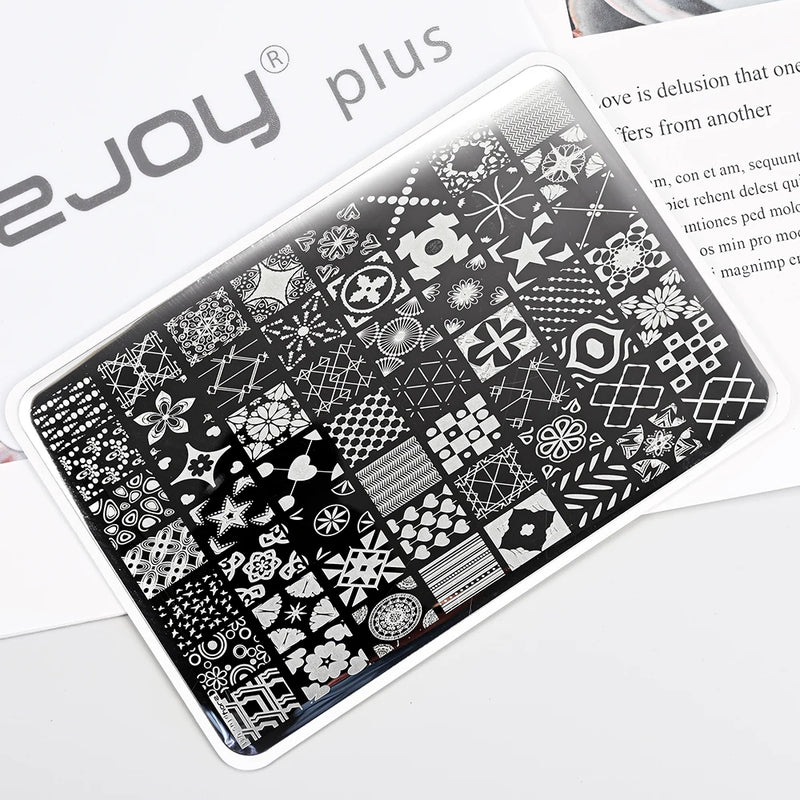 Large Geometry Nail Stamping Plate – Stainless Steel Template for Nail Art