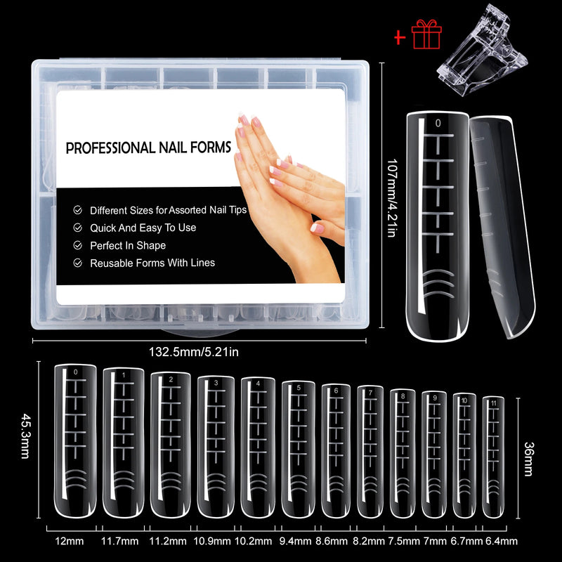 120PCS Clear Dual Forms for Poly Gel – Stiletto & Coffin Nail Extension Moulds