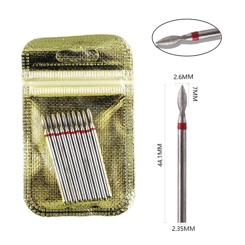 10pcs Diamond Nail Drill Bits Set – 3/32" Electric Manicure & Pedicure Milling Cutter