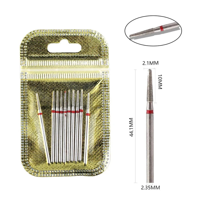 10pcs Diamond Nail Drill Bits Set – 3/32" Electric Manicure & Pedicure Milling Cutter