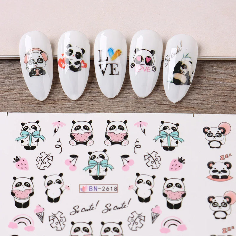 12PCS Summer Nail Art Stickers – Ink Flowers, Leaves & Graffiti Water Decals Set