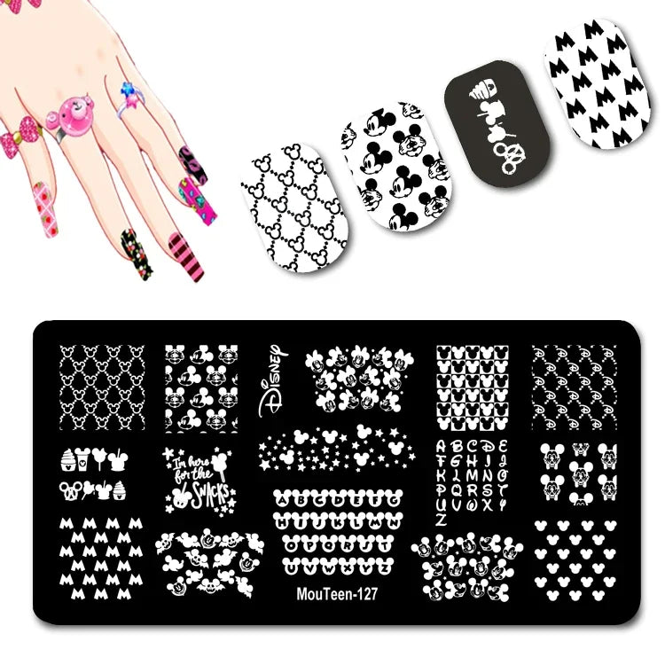 Cartoon Nail Stamping Plate – Stainless Steel Nail Art Template for DIY Manicures (12x6cm)