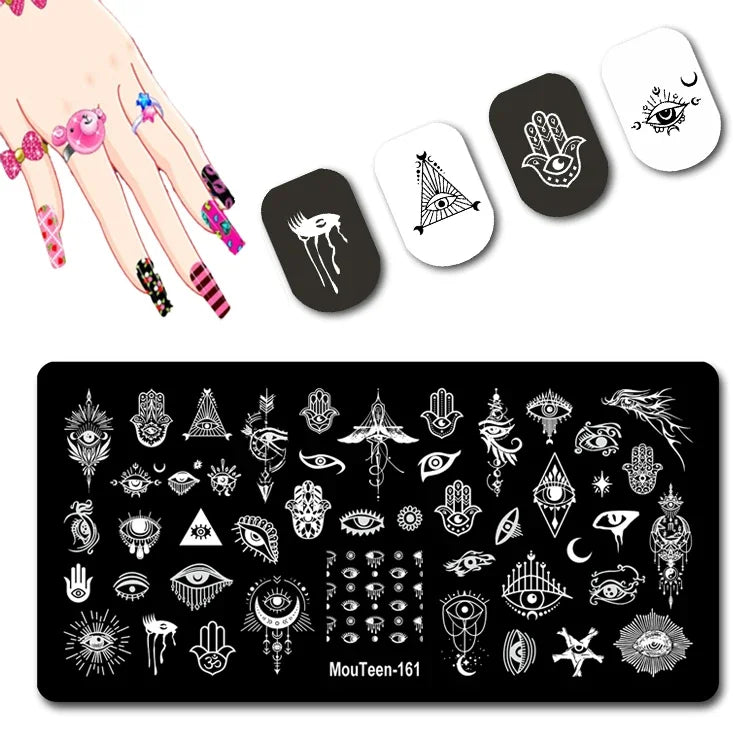 Cartoon Nail Stamping Plate – Stainless Steel Nail Art Template for DIY Manicures (12x6cm)