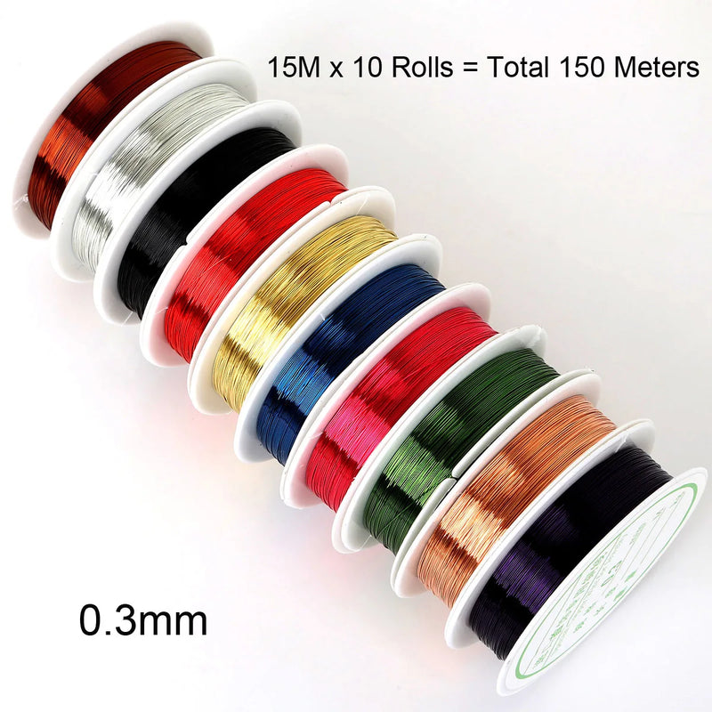 10 Rolls Metal Nail Decoration Wire – 10M Copper Spring for DIY Nail Art & Craft Accessories