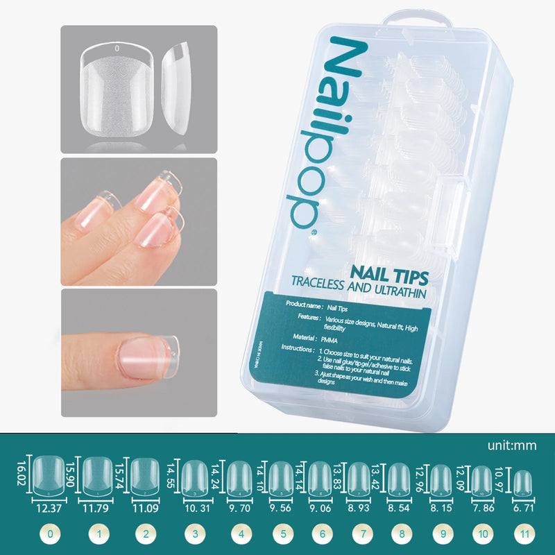 600PCS PRO Full Cover Fake Nail Tips – Clear, Matte & Semi-Matte Acrylic Nail Extensions