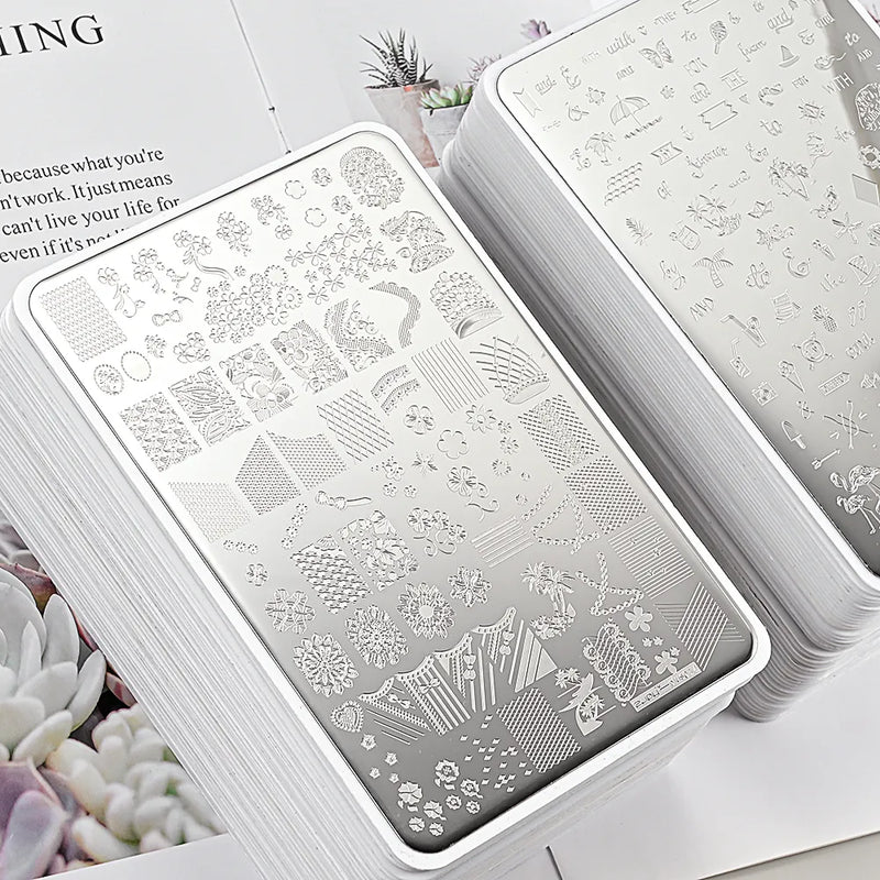 Nail Art Stamping Plate Leaf Flower Geometric Designs Nail Art Template Graffiti Polish Stencils
