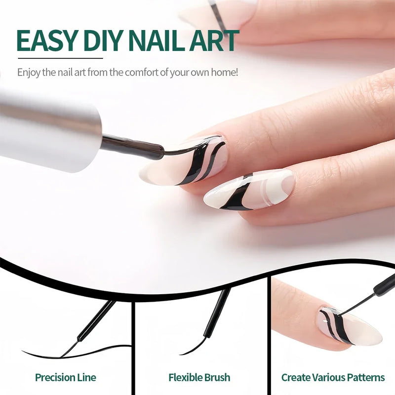 NAILPOP Gel Nail Polish Liner 8ml – 5 Colours for French Tips, Swirls & DIY Nail Art, UV Cure