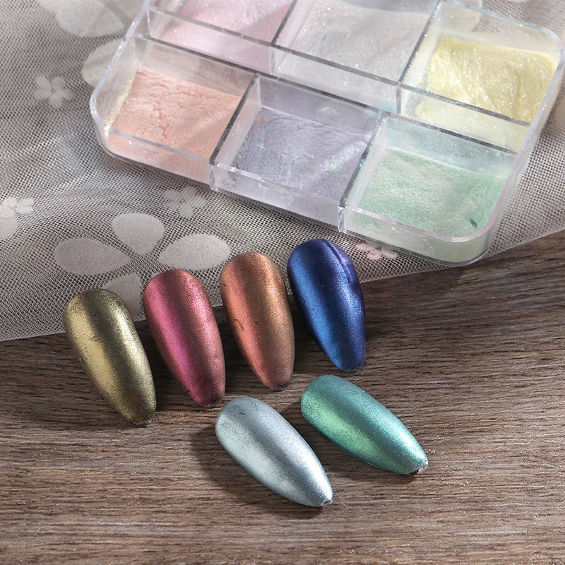 Moonlight Mirror Nail Powder – Aurora Chrome & Pearl Effect Pigment (6 Colours)
