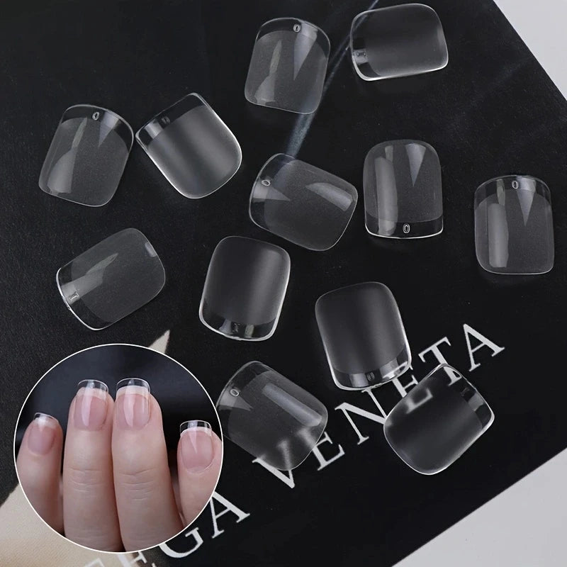 120PCS Soft Gel Short Square False Nails – Half Matte Acrylic Nail Tips for DIY